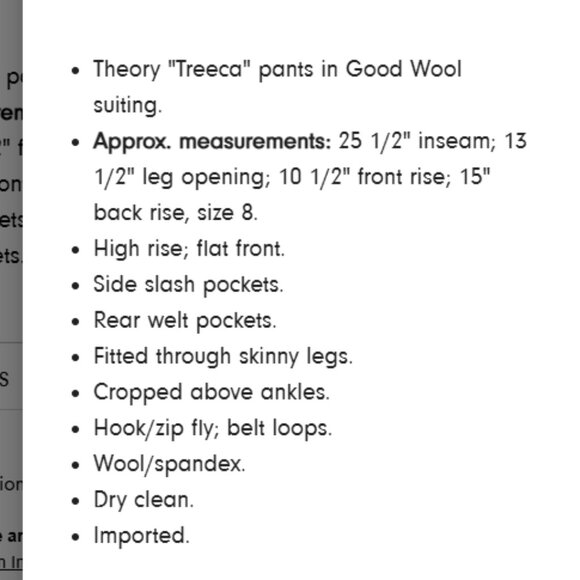 BNWT, Never Worn, Theory Trecca "Good Wool" Pants - Size 10 - Picture 4 of 8